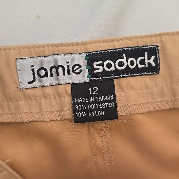 Jamie Sadock Pants Womens 12 Tan Khaki High Rise Nylon Ripstop Golf Crop Capri - Picture 7 of 8